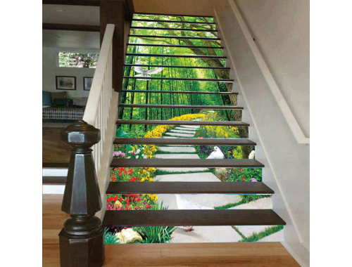 Cầu thang 3D hàng cây đẹp