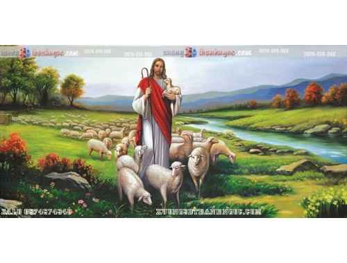 Tranh gạch 3D chúa giê su và đàn cừu 