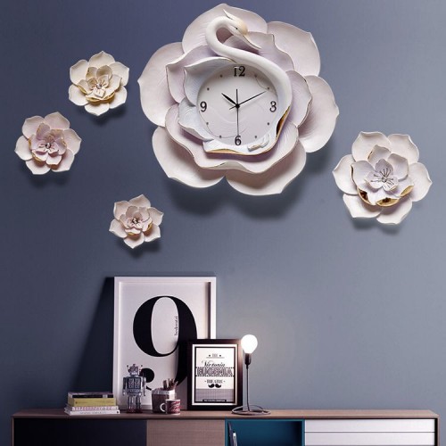 Đồng hồ treo tường 3D trang trí hoa