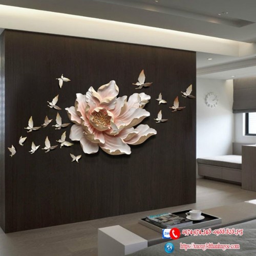 Tranh decor 3D trang trí Hoa Mẫu Đơn 